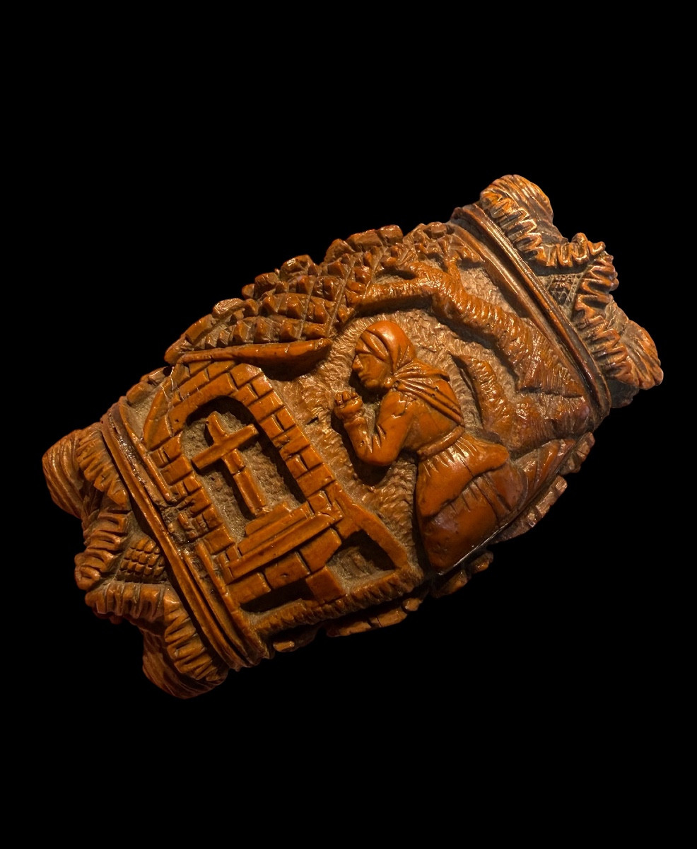 Boîte de tabac/tabatière en noix de corozo époque Napoleonienne - France - début 19e siècle