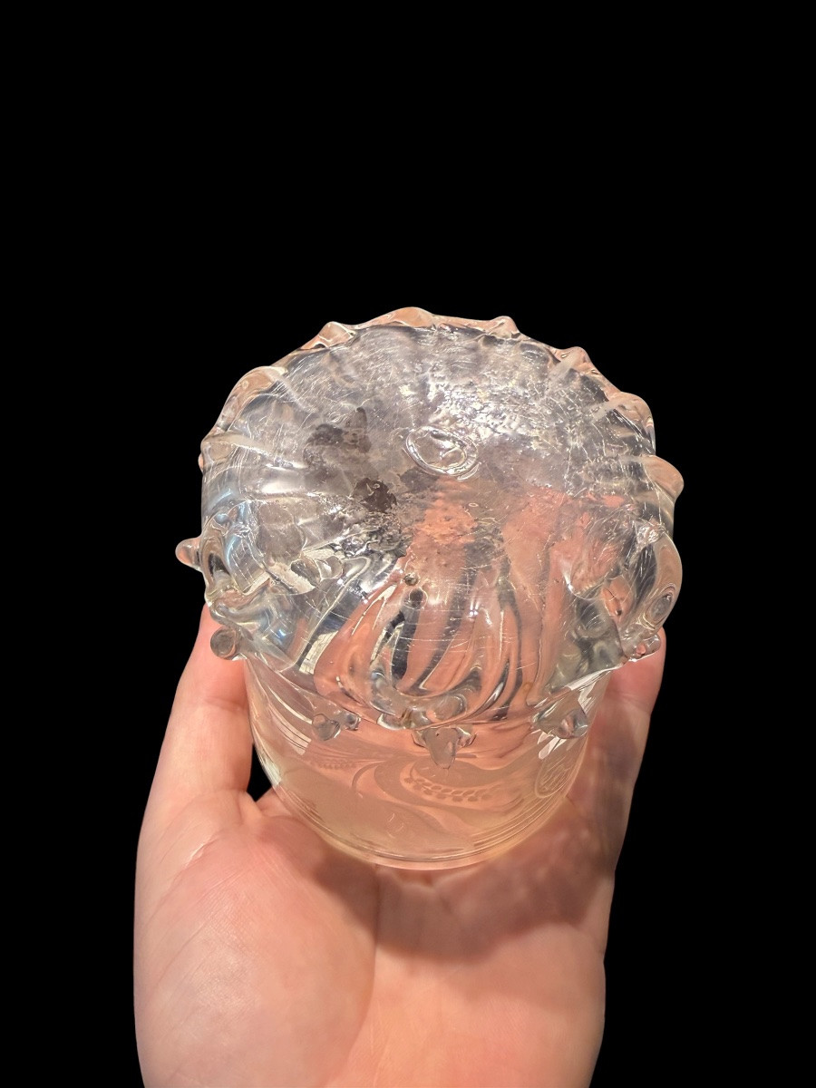 Lobed, Blown And Engraved White Glass - Germany Or Netherlands - 17th Century-photo-1