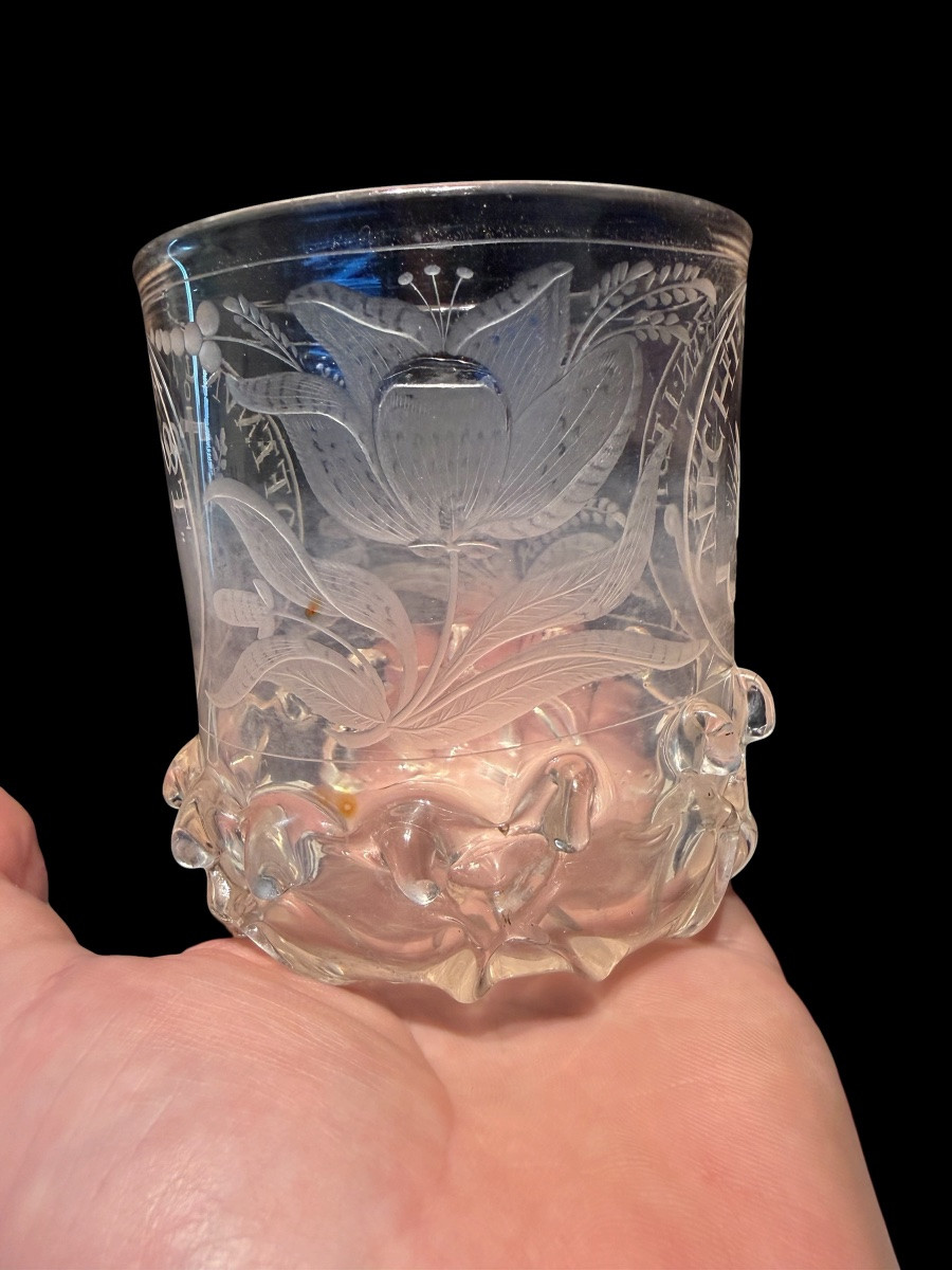 Lobed, Blown And Engraved White Glass - Germany Or Netherlands - 17th Century-photo-2