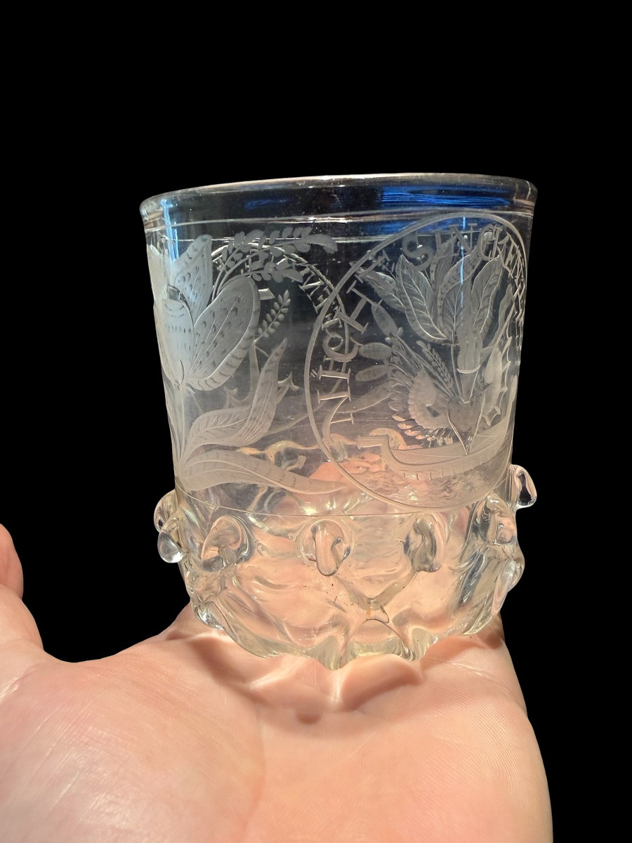 Lobed, Blown And Engraved White Glass - Germany Or Netherlands - 17th Century-photo-3