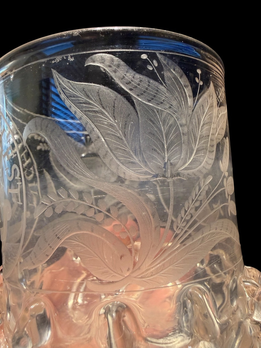 Lobed, Blown And Engraved White Glass - Germany Or Netherlands - 17th Century-photo-5