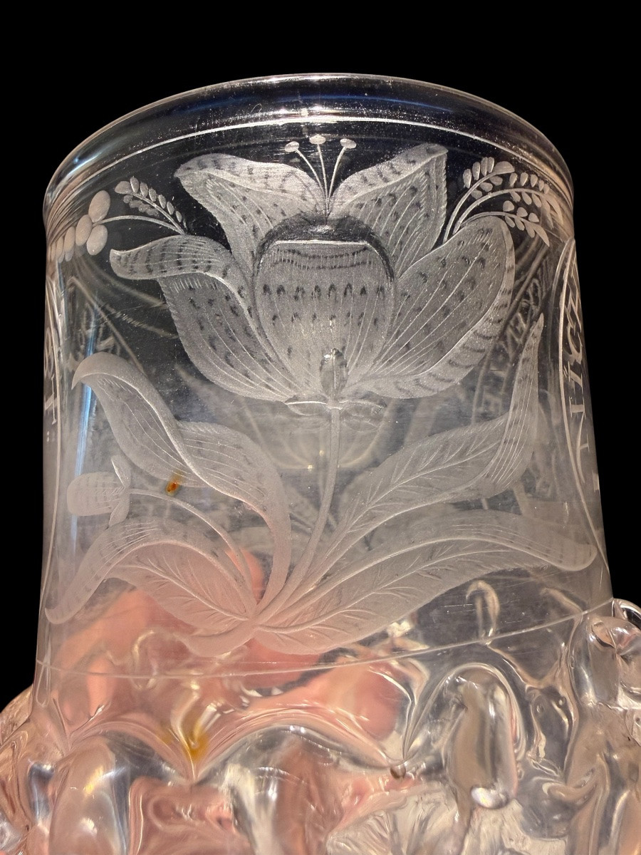 Lobed, Blown And Engraved White Glass - Germany Or Netherlands - 17th Century-photo-7