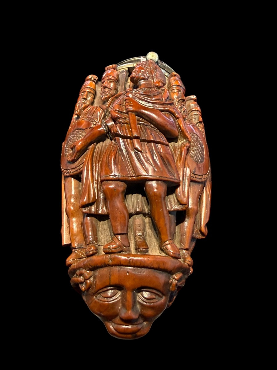 Pipe Head In Corozo Nut With Carved Figures - France - 18th Century-photo-2