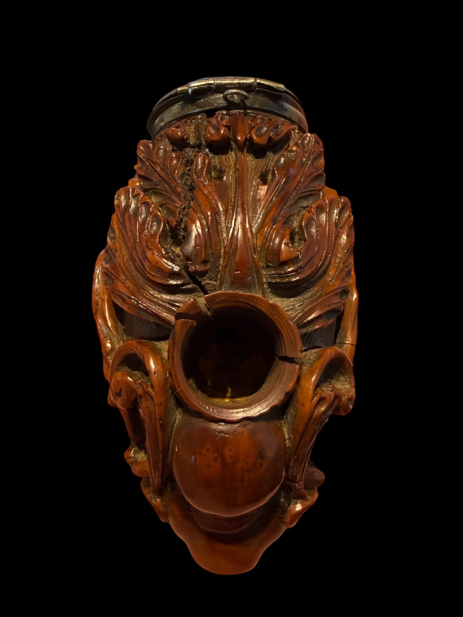 Pipe Head In Corozo Nut With Carved Figures - France - 18th Century-photo-3