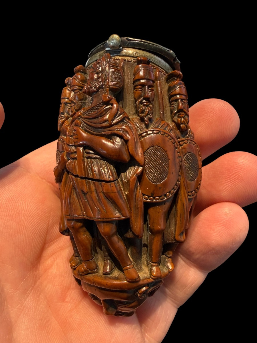 Pipe Head In Corozo Nut With Carved Figures - France - 18th Century-photo-4
