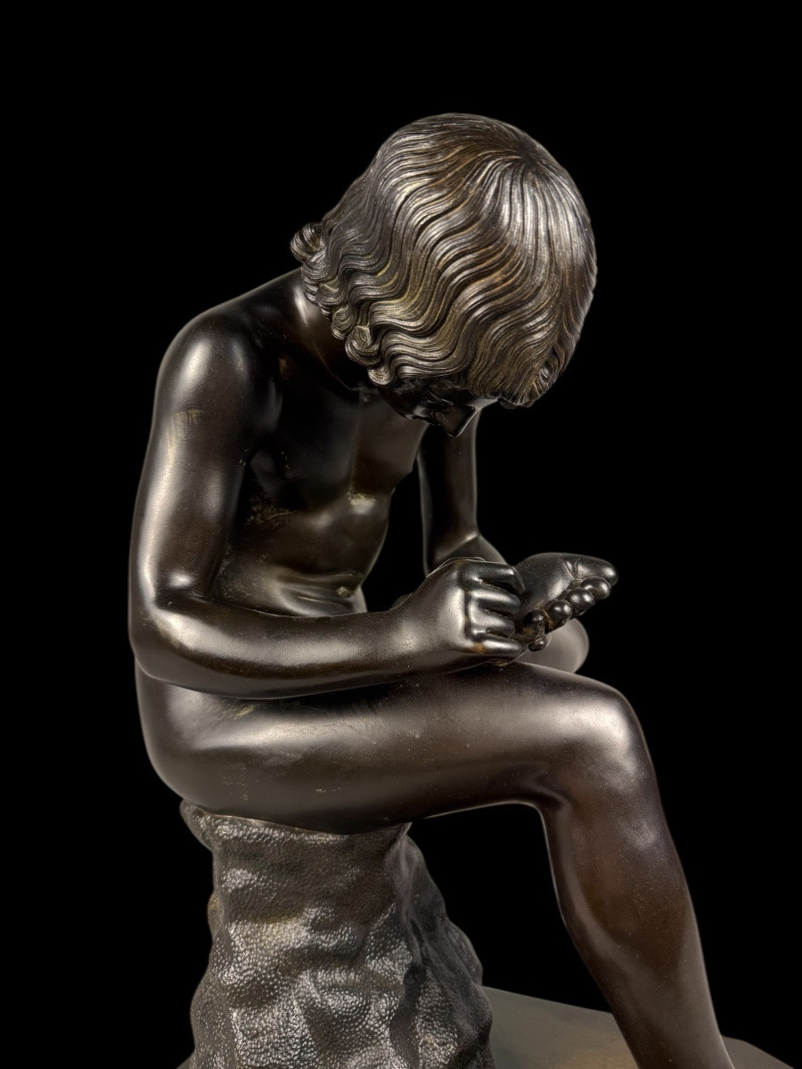 Large Bronze 'spinario' By M. Amodio 'souvenir De Grand-tour' - Italy - 19th Century-photo-1