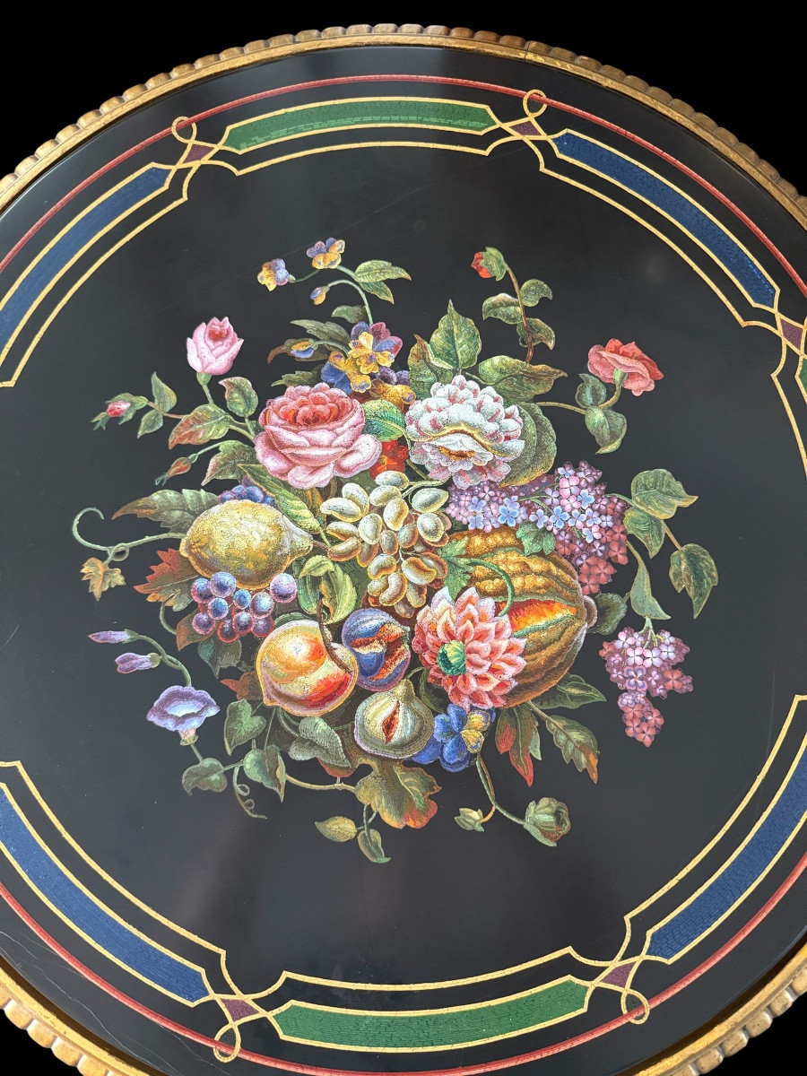 Table en micromosaïque attribuée à l’atelier de Michelangelo Barberi - Italie - 19e siècle-photo-1