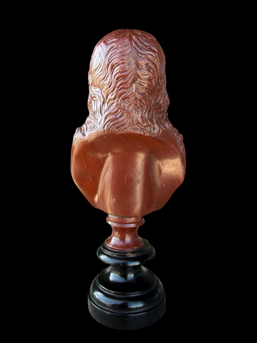 Buste du dieu grec ‘Sarapis’ en jaspe rouge sculpté - 18e siècle-photo-1