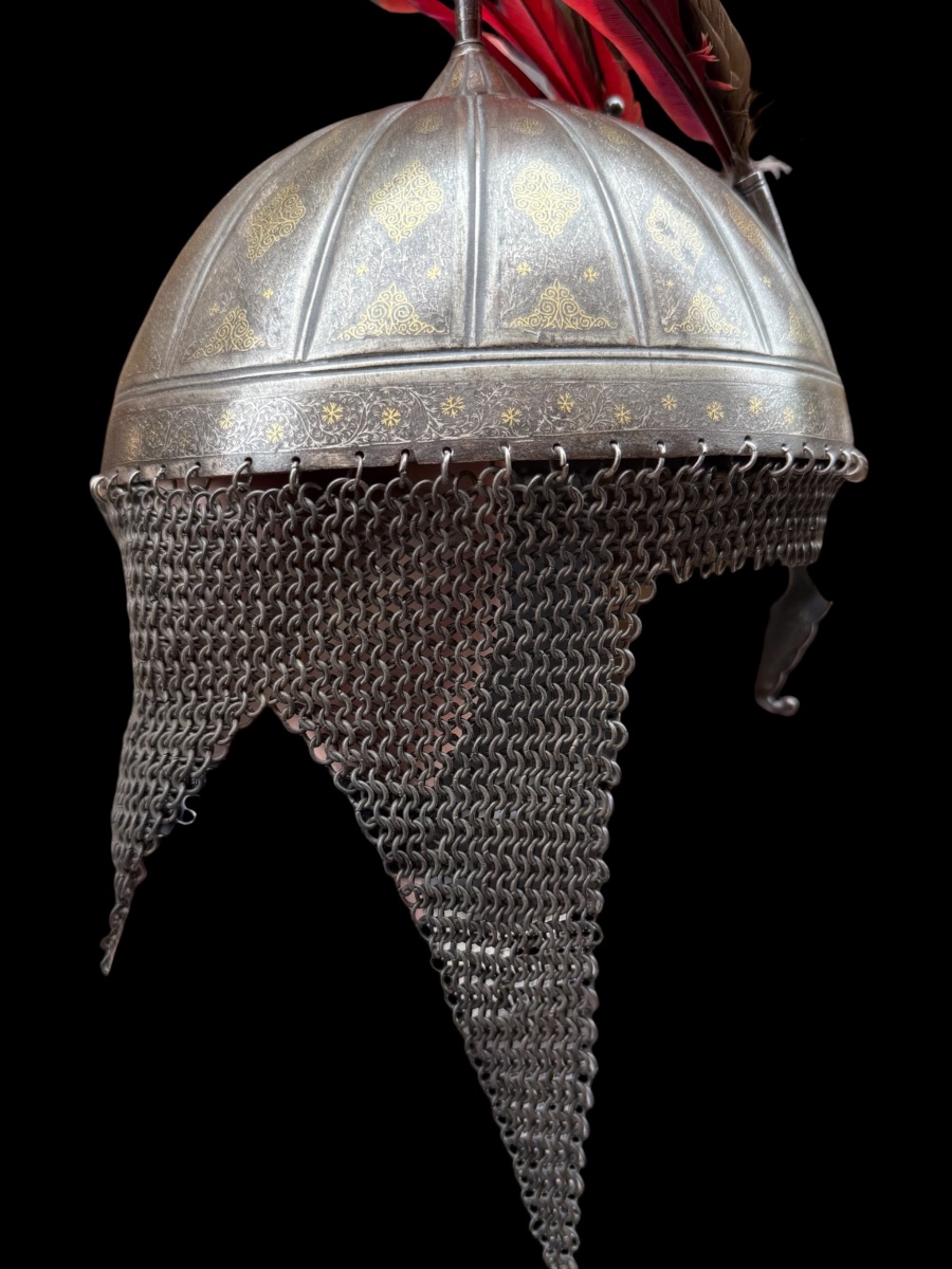 Casque ‘Kulah Khud’ en acier et or - Indo/Perse - 19e siècle-photo-2