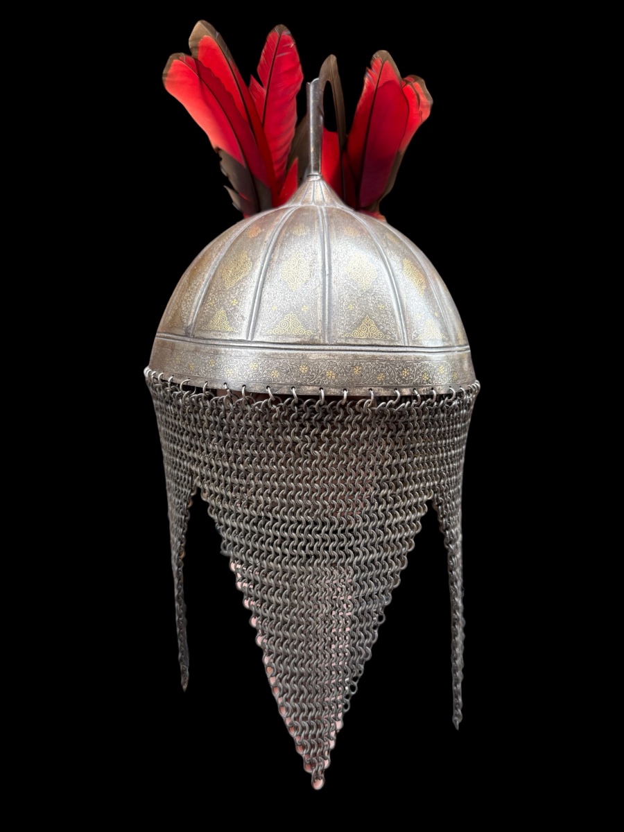 Casque ‘Kulah Khud’ en acier et or - Indo/Perse - 19e siècle-photo-3