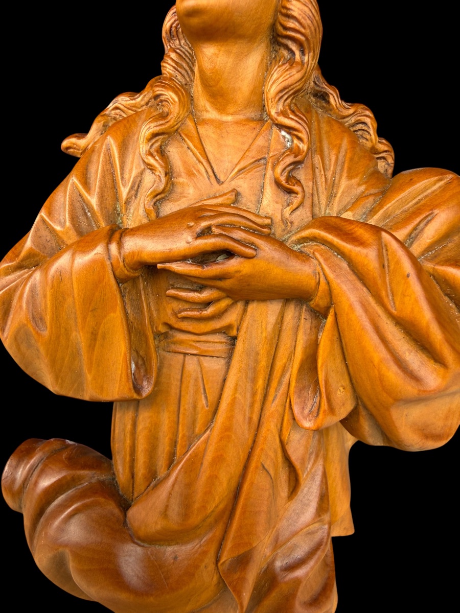 Vierge Immaculée en buis sculpté – 19e siècle-photo-3
