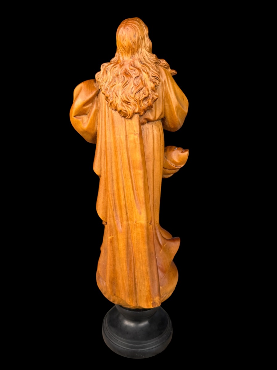 Vierge Immaculée en buis sculpté – 19e siècle-photo-4