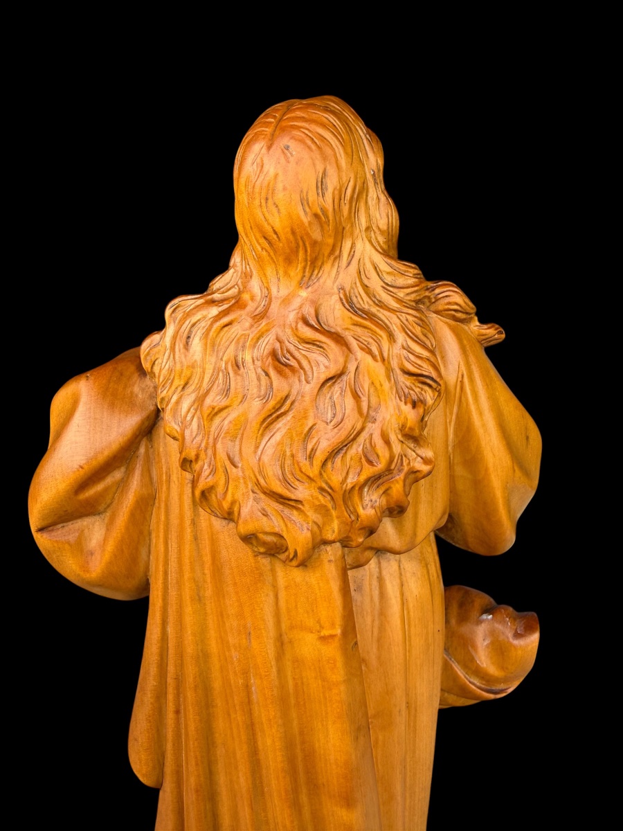 Vierge Immaculée en buis sculpté – 19e siècle-photo-1