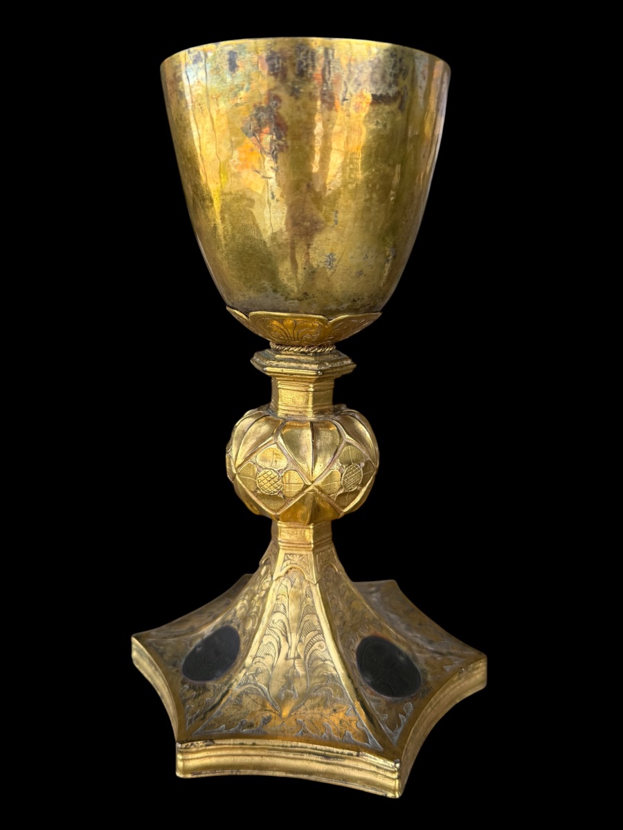 Gilded Silver Chalice With A Copper Base From The Gothic/renaissance Period - Italy - 15th/16th Century-photo-2