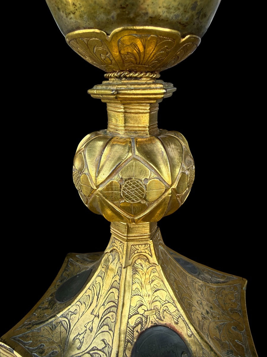 Gilded Silver Chalice With A Copper Base From The Gothic/renaissance Period - Italy - 15th/16th Century-photo-3