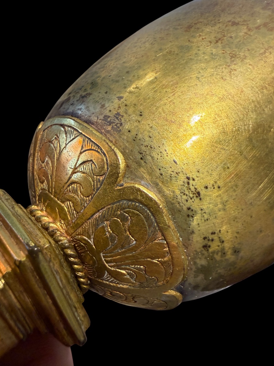 Gilded Silver Chalice With A Copper Base From The Gothic/renaissance Period - Italy - 15th/16th Century-photo-2
