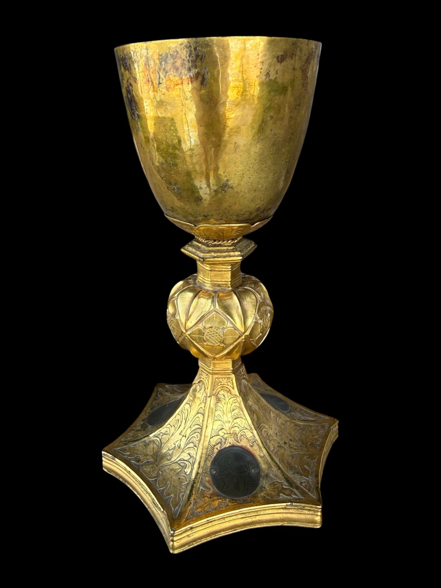 Gilded Silver Chalice With A Copper Base From The Gothic/renaissance Period - Italy - 15th/16th Century