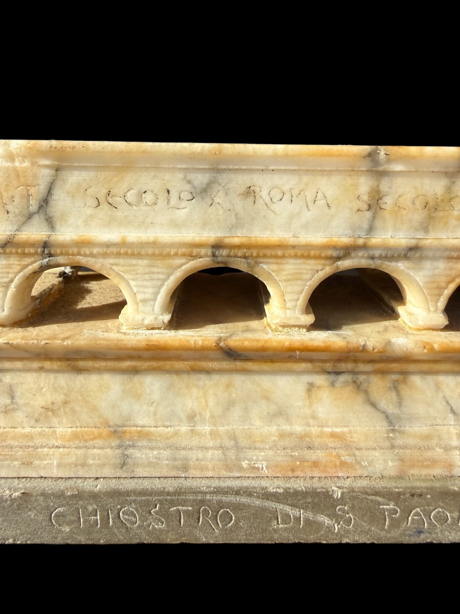 Modèle ‘Grand Tour’ en marbre du Chiostro di S. Paolo, Rome - Italie - 19e siècle-photo-2