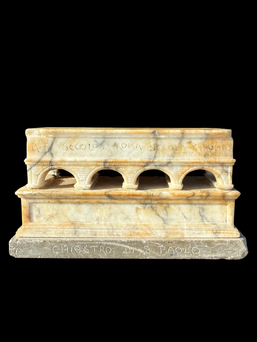 Modèle ‘Grand Tour’ en marbre du Chiostro di S. Paolo, Rome - Italie - 19e siècle
