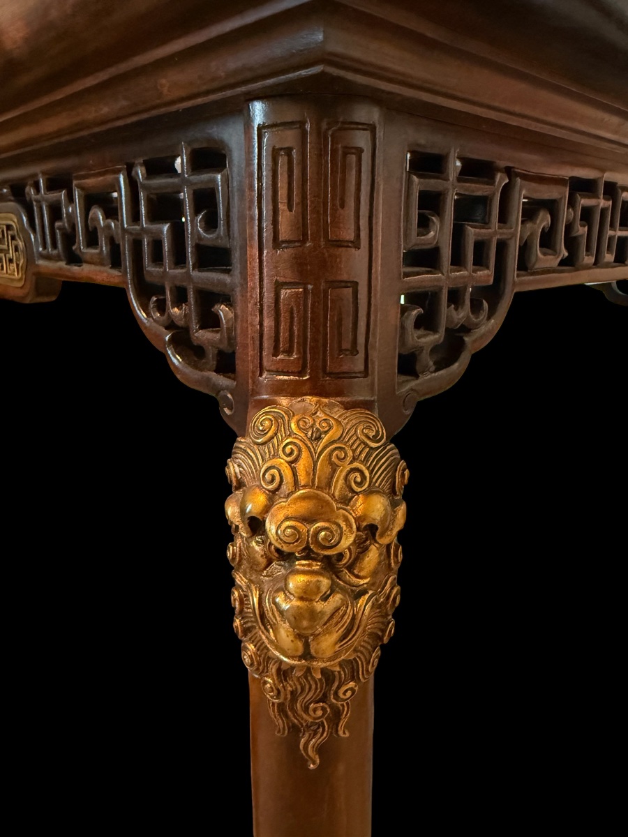 Table avec nacre et bronze par Gabriel Viardot - France - 19e siècle-photo-4
