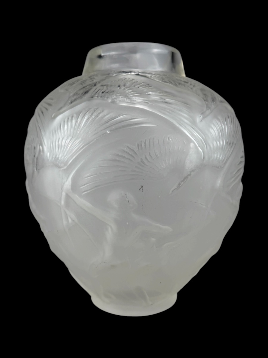 Vase ‘Archers’ par René Lalique en verre blanc - 20e siècle-photo-2