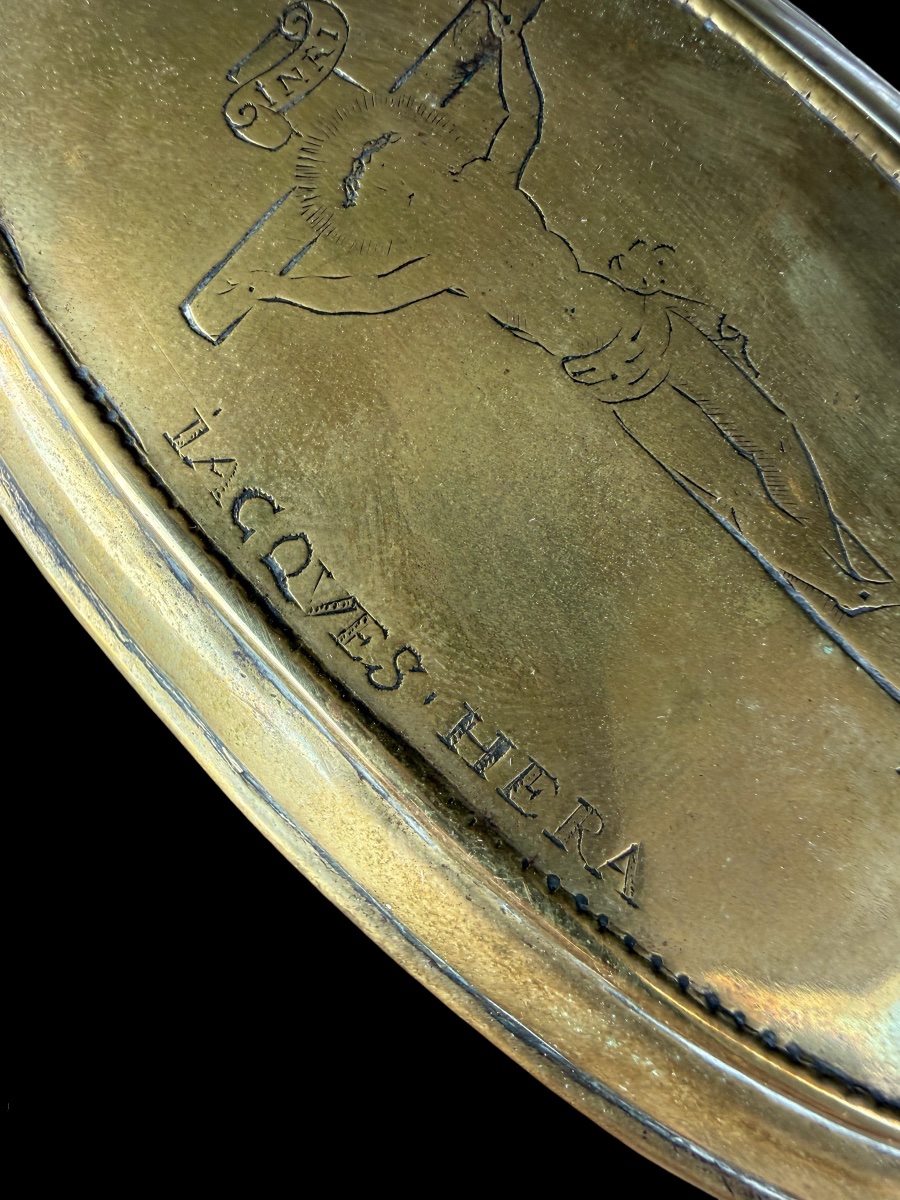 Brass/copper Tobacco Box With A Religious Scene - 18th Century-photo-2