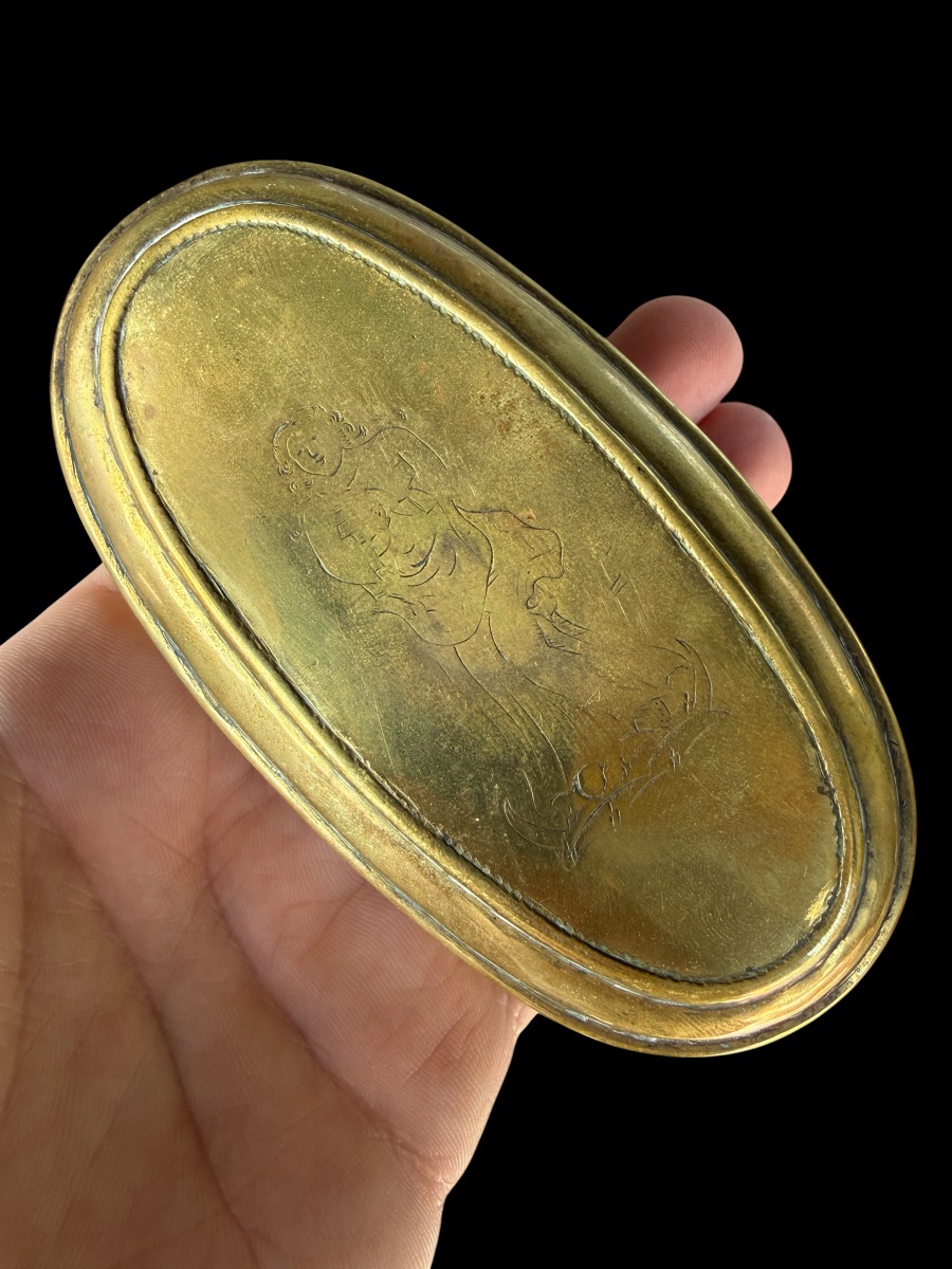 Brass/copper Tobacco Box With A Religious Scene - 18th Century-photo-3