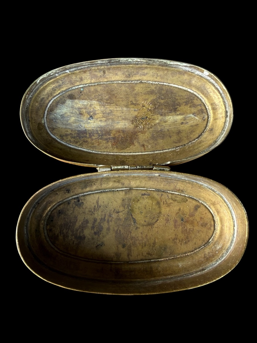 Brass/copper Tobacco Box With A Religious Scene - 18th Century-photo-4