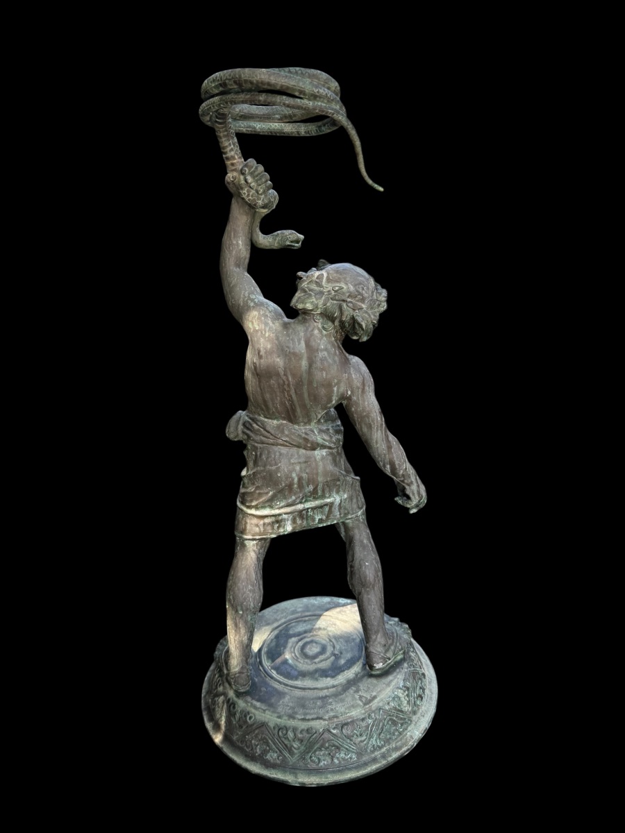 Grand bronze de Silène ‘Silenus’ par M. Amodio - ‘Grand tour’ - Italie - fin 19e siècle-photo-2