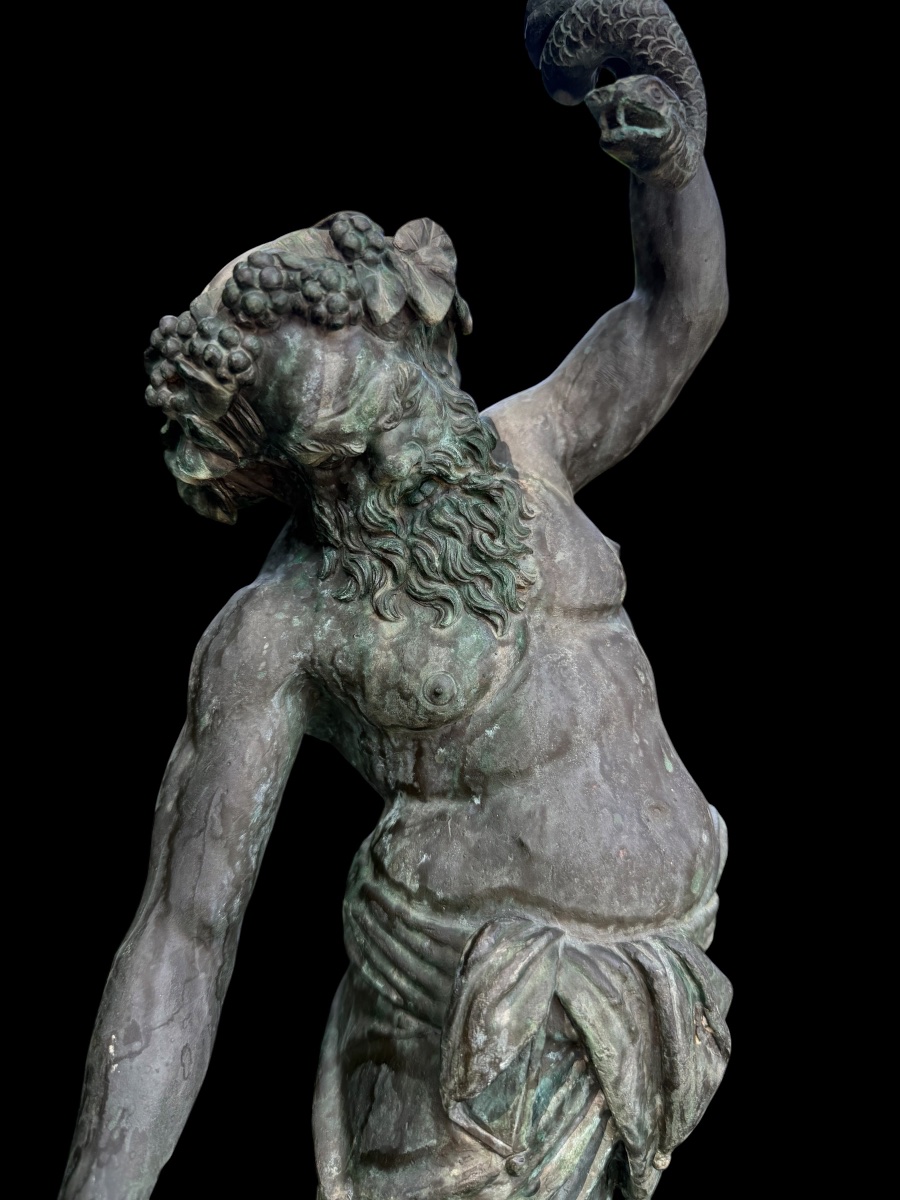 Grand bronze de Silène ‘Silenus’ par M. Amodio - ‘Grand tour’ - Italie - fin 19e siècle-photo-2