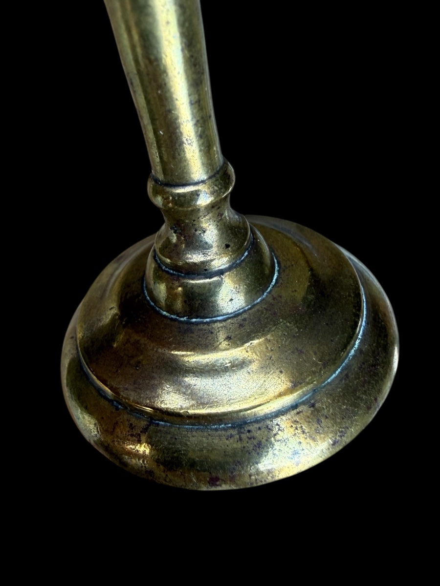 Pair Of Miniature Bronze Candlesticks - 17th Century-photo-1