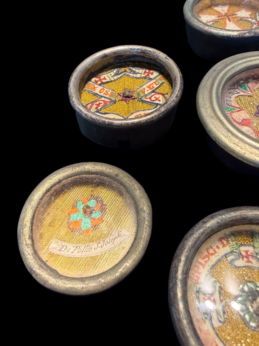 Collection de 8 reliques/reliquaire - 19/20e siècle-photo-4