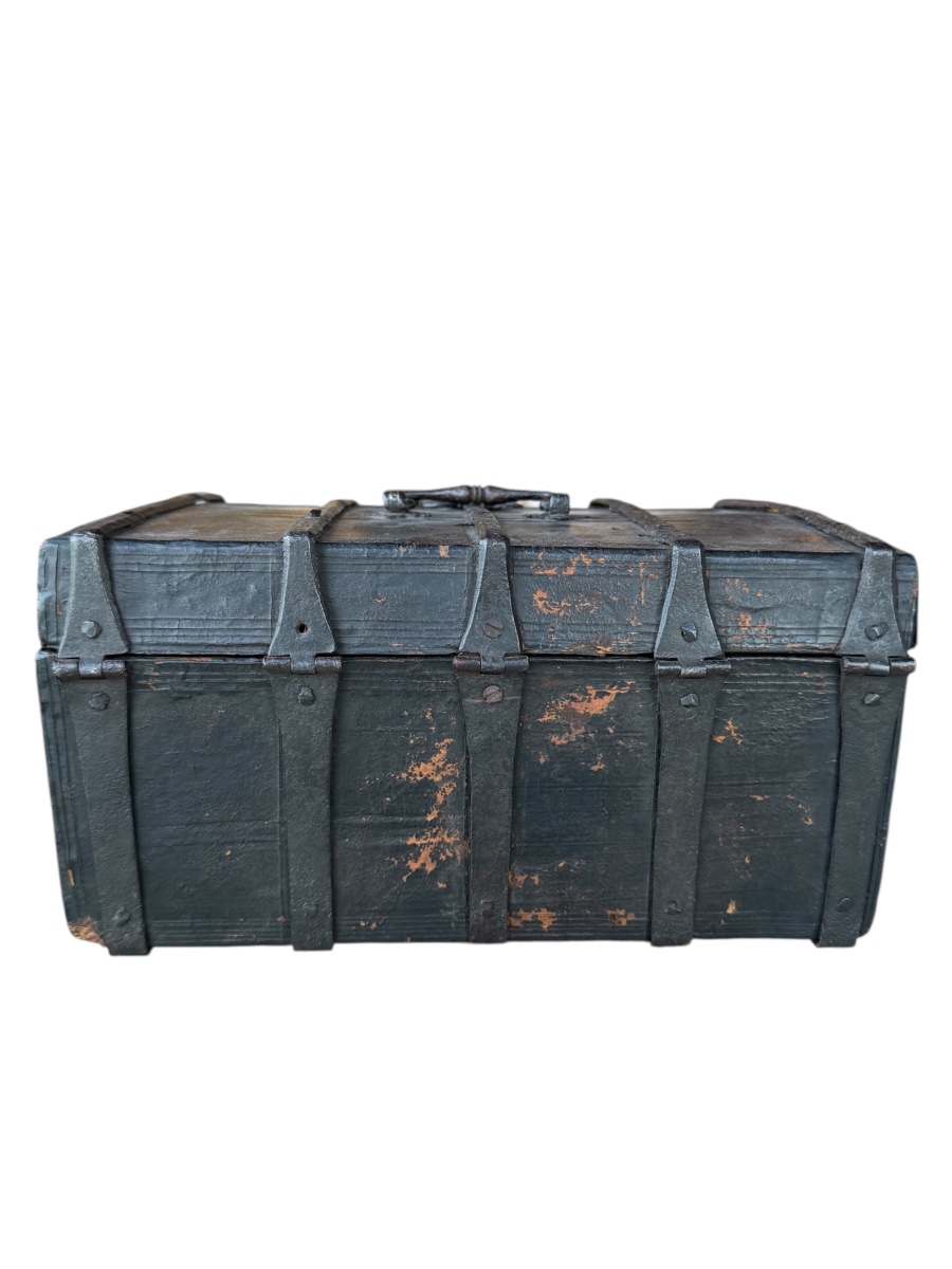 Chest Made Of Wrought Iron, Leather, And Wood - Spain - 16th Century-photo-3