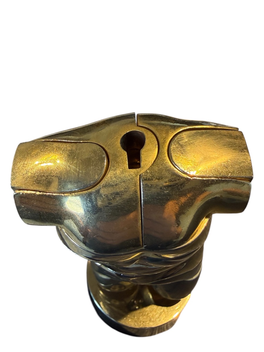 Miguel Berrocal (1933–2006) – “mini-david” Sculpture In Gilded Bronze With Key – 1969-photo-4
