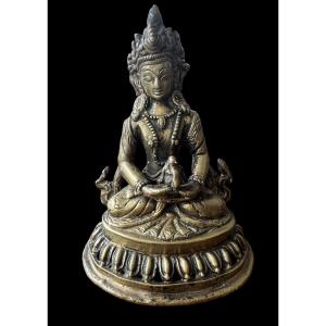 Buddha Bodhisattva En Bronze - Tibet - Fin Du 19e, Début 20e Siècle