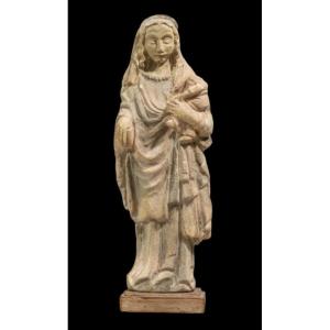Sandstone Statue Of The Virgin And Child - 15th-16th Century - European