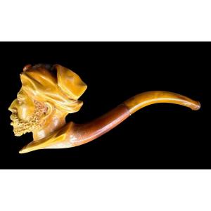 Pipe en écume de mer avec une tête sculptée d’arabe - Européen - fin du 19e siècle