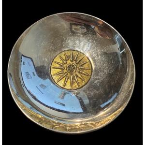 Vide poche en argent massif avec medaillon en laiton design - 20e siècle