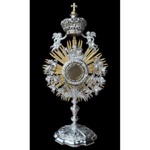 Ostensoir/Monstrance ‘Liège’ baroque en argent massif et vermeil-Belgique - 18e siècle 
