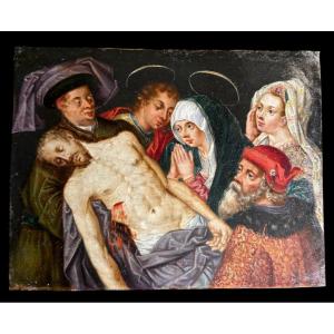 Oil On Copper 'the Lamentation Of Christ' Workshop/circle Of Frans Francken I-antwerp-16th Century