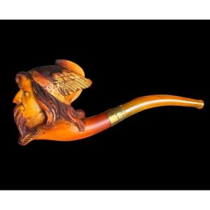 Meerschaum Tobacco Pipe With The Head Of Ambiorix - Late 19th Century
