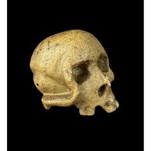 'memento Mori' Skull In Carved And Polychrome Wood - European - 18th Century