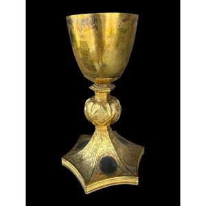 Gilded Silver Chalice With A Copper Base From The Gothic/renaissance Period - Italy - 15th/16th Century