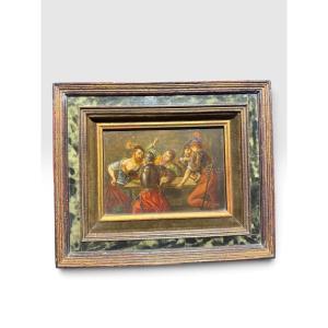 Oil On Panel Depicting A Scene Of Soldiers Playing Dice – 18th Century