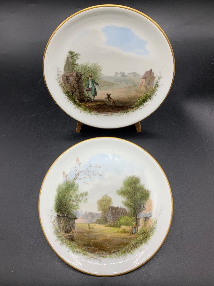 Paire D’assiettes En Porcelaine De Sèvres, 1869-photo-4