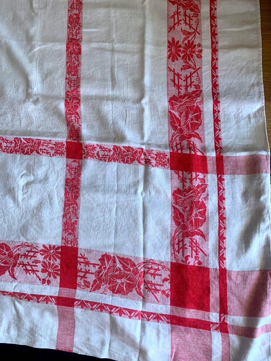 Old Tablecloth And Napkins, Cotton Damask, Late 19th-photo-6