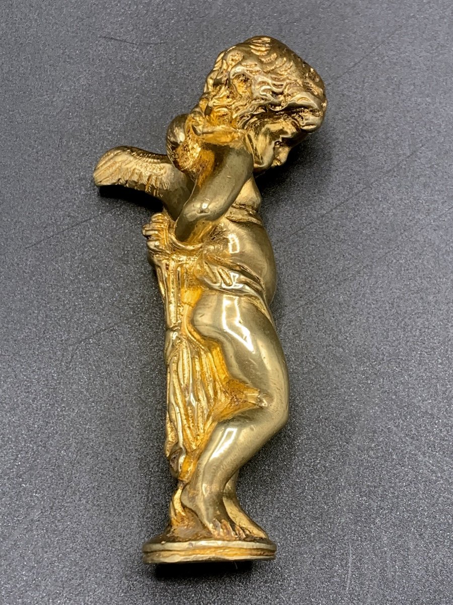 Sceau , Tampon , Cachet En Bronze Doré , Ange , 19eme -photo-1