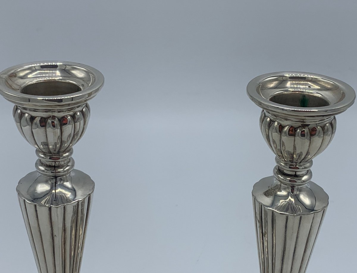 Pair Of Silver Candlesticks, 20th-photo-2