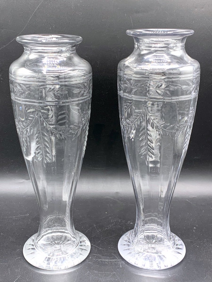 Paire De Vases En Cristal De Baccarat -photo-2