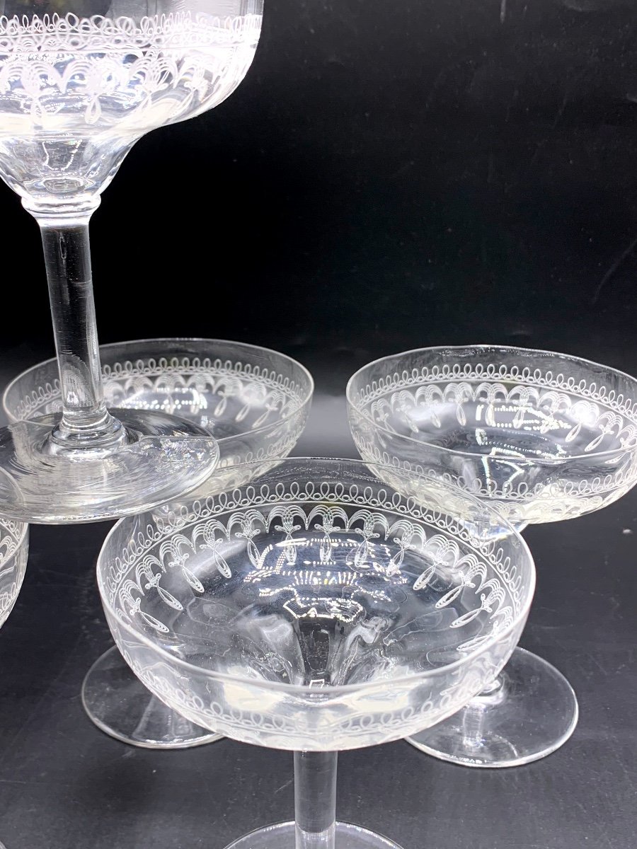 Champenoises In Engraved Crystal, Late 19th -photo-2